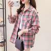 Отложной воротник, длинный рукав, однобортная рубашка с накладными карманами, свободная рубашка, классическая повседневная рубашка с клетчатым принтом, блузка, женская одежда