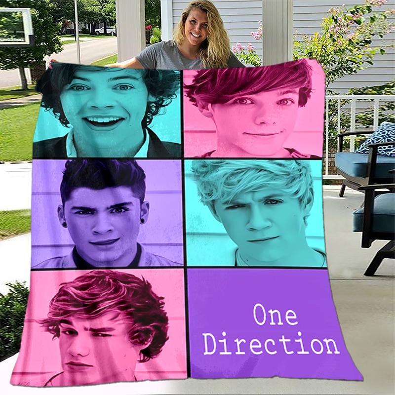 1pc Blanket One Direction Print Design, Lightweight Blanket for Sofa, Bed- Soft &Warm, Gift for All Seasons like Christmas, Halloween