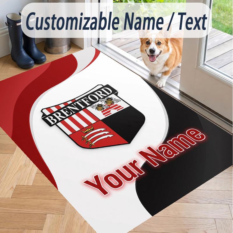 Custom Text Printed Rug Brentford Football Non Slip Floor Carpet For Home Room Decor