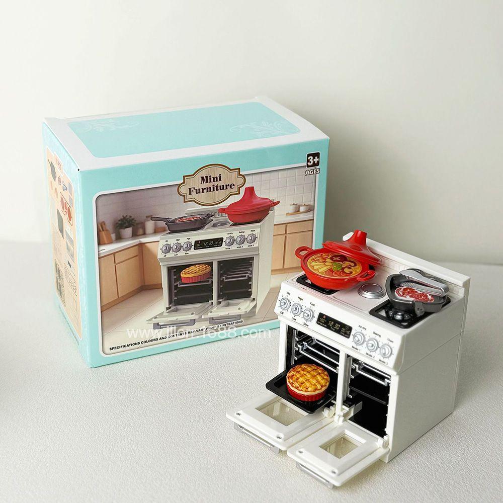 Compact Size Dollhouse Oven Kit Plastic Doll Kitchen Ware Model Playtime Fun