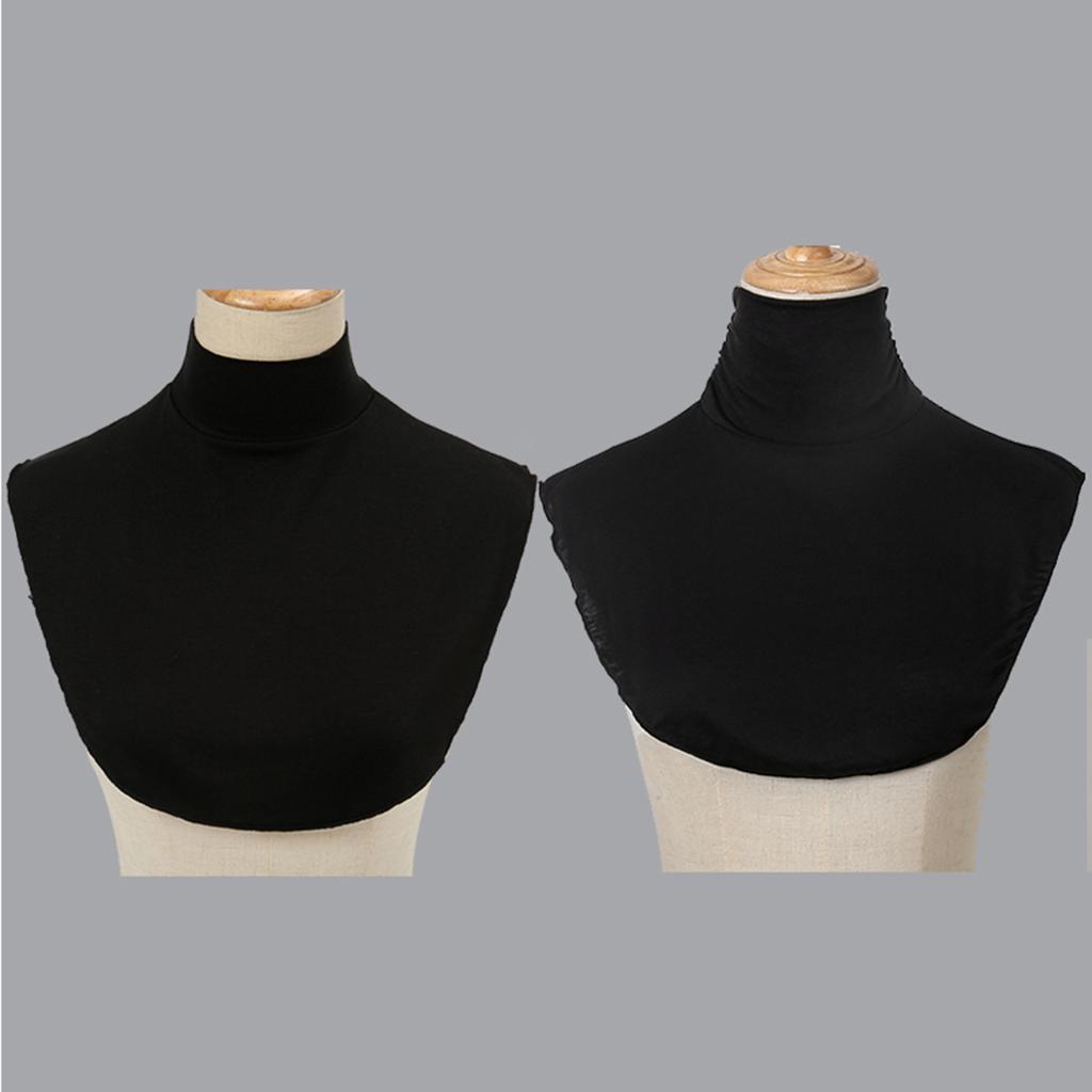 2/Pcs Solid Color Modal High Nack Fake Collar Soft False Collar For Women Solid Color Elastic Jersey Detachable Collar
