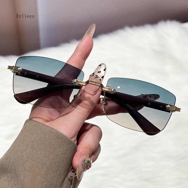 Retro Sunglasses Women Brand Designer Rimless Gradient Sun Glasses Fashion Shades Outdoor Sports Frameless Eyeglasses