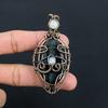Blue Tiger Eye & Moonstone Gemstone Handmade Pure Copper Wire Wrap Jewelry Pendant