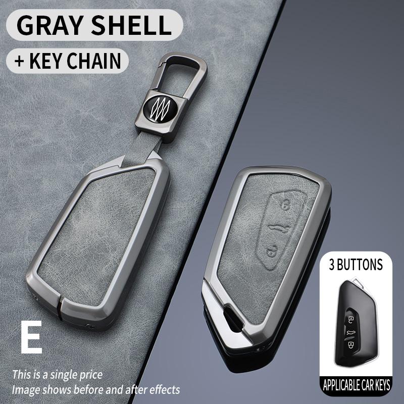 Leather Zinc Alloy Car Key Case Cover For Vw Volkswagen Golf 8 Skoda Octavia A8 Seat Leon Mk4 Key Chain Accessories