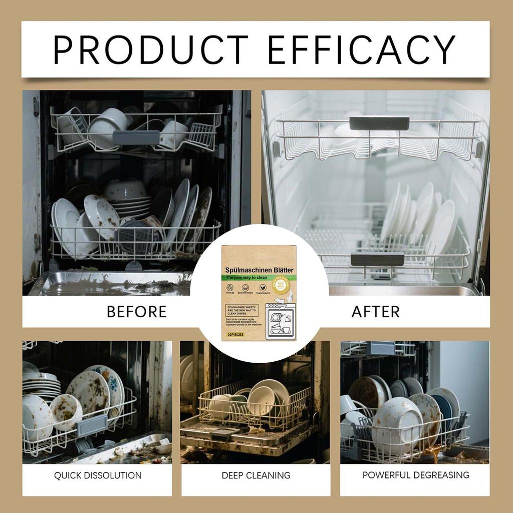 30 шт. Экологичные листы моющего средства для посудомоечной машины Натуральные чистящие полоски Альтернатива гелевым капсулам и таблеткам для всех машин