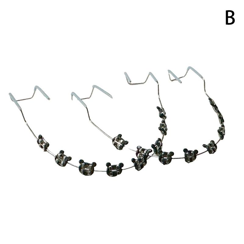 1 пара мультяшных накладных брекетов, разноцветные брекеты для зубов, временные металлические дуги, металлический брекет, ортодонтические лигатурные резинки, стоматологический инструмент