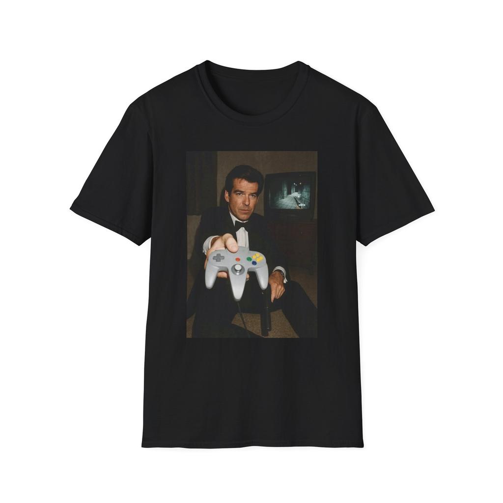 Vintage Gaming, Bond, N64 Controller T-Shirt | Retro Gaming Movie Mashup