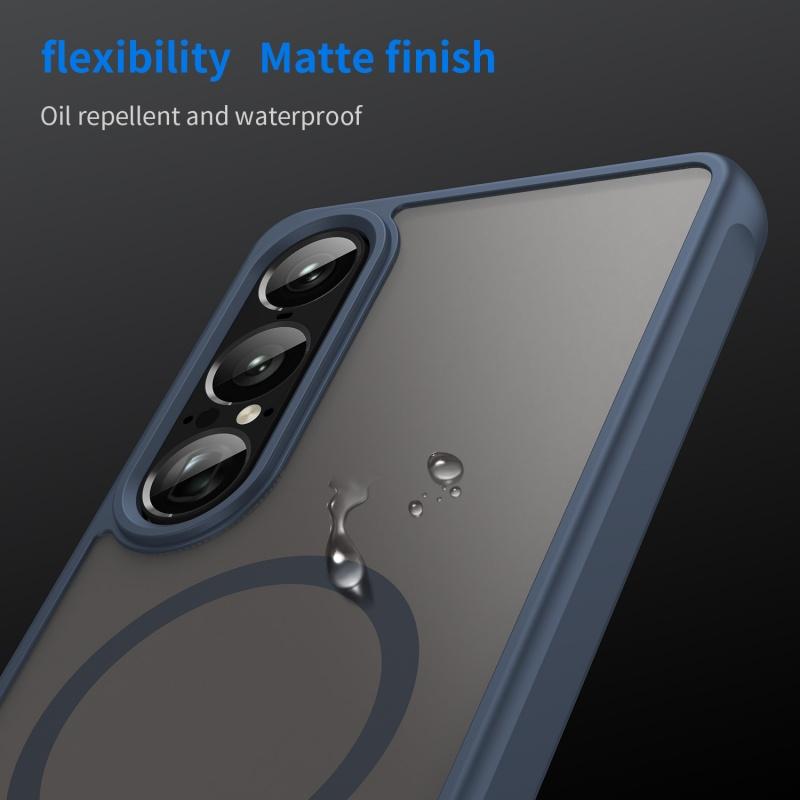 Чехол для Sony Xperia 1 VII Матовое frosted покрытие Маслоотталкивающий Магнитный Мягкий силикон Полная защита объектива Чехол для телефона