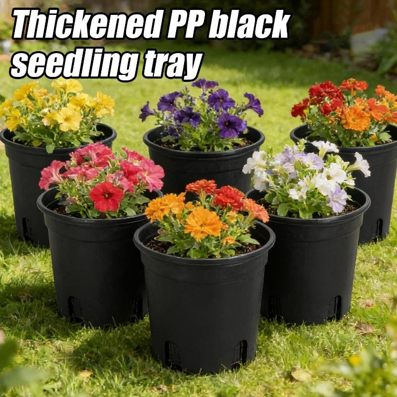 10PCS Black Plant Nursery Pots with Drainage Holes Home Indoor Outdoor Balcony Garden Planting Flower Pots Plastic Grow Boxes