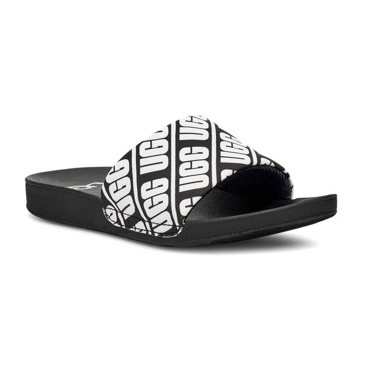 UGG Пляжные шлепанцы детские с повторяющимся графическим принтом - Черно-белые детские кроссовки 1107981K-BWHT