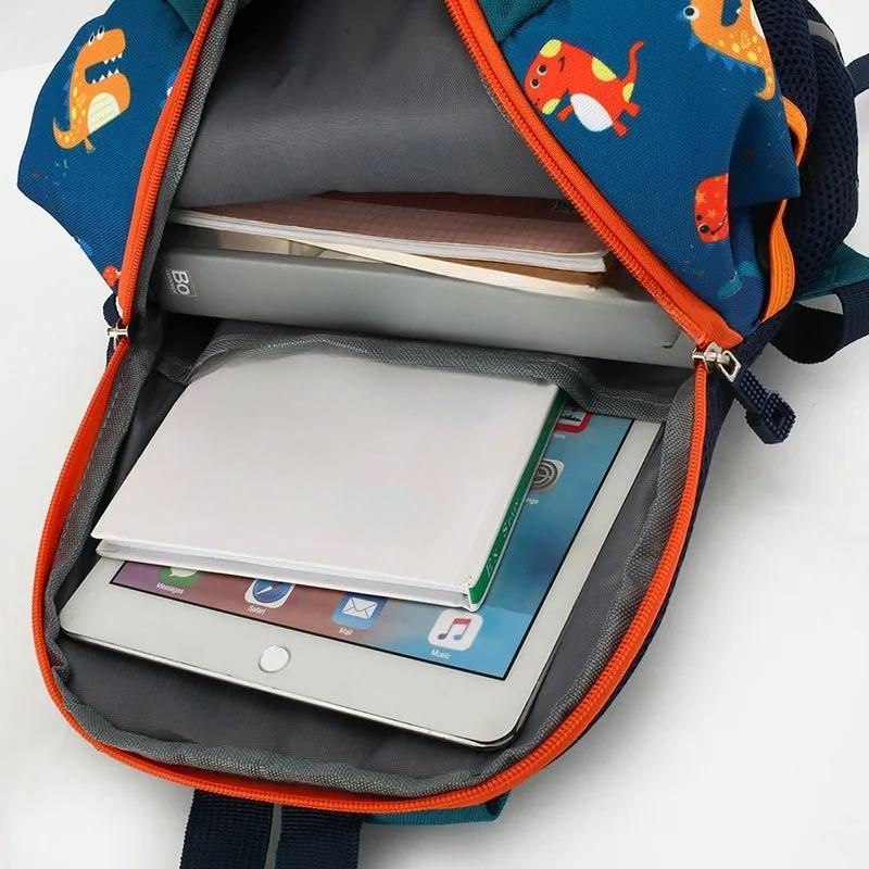 Детский школьный рюкзак, нейлоновый удобный, шикарный, модный рюкзак с милыми животными и мультяшными динозаврами для мальчиков и девочек, детский сад