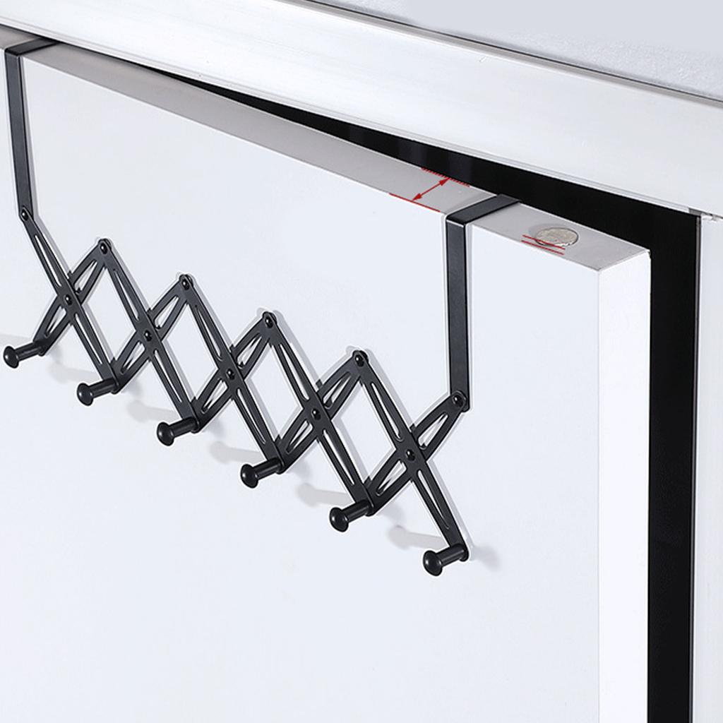 Наддверные крючки, раздвижная вешалка из нержавеющей стали для спальни, 6 вешалок, черная