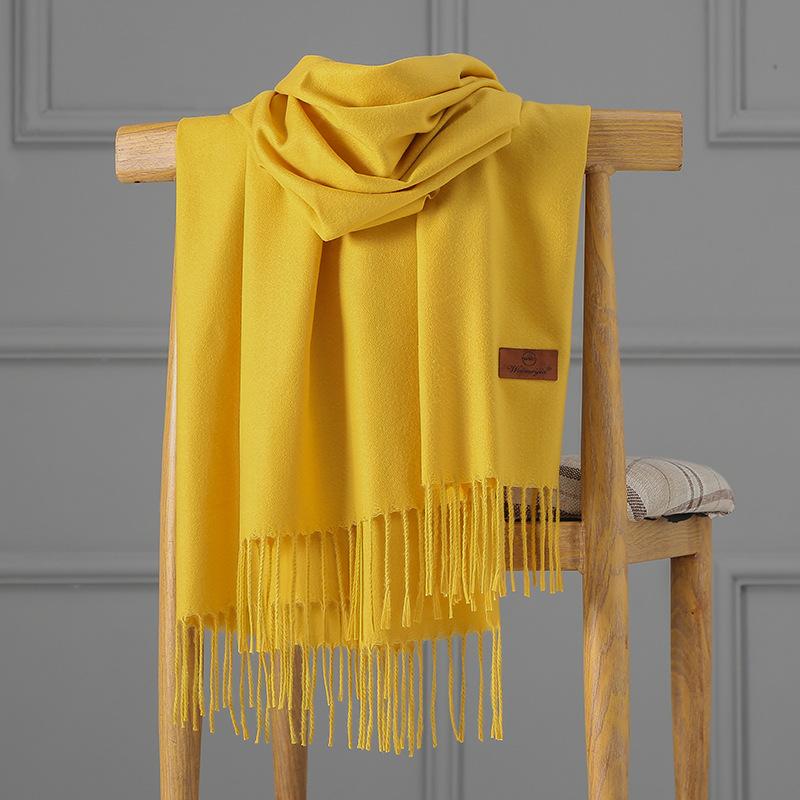 Cashmere Scarf Women's Autumn and Winter Solid Color Tassel Shawl Thickened Warm Scarf