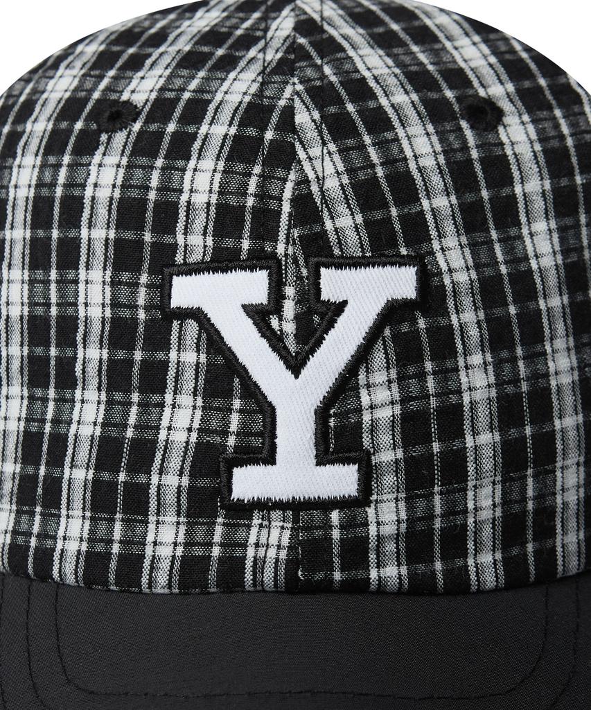 Кепка YALE из нейлона с мульти-клеткой и логотипом Y_Черная