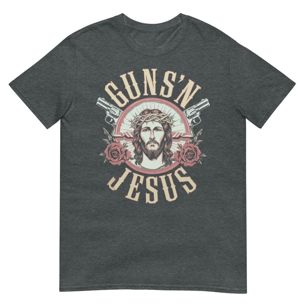Gunsn Jesus Христианский Револьвер Любитель Оружия Футболка