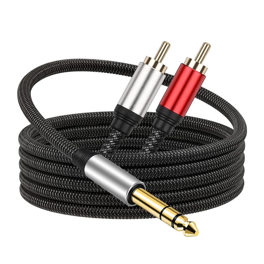 Professional 6.35mm To 2RCA Adapter Cable Excellent Sound Easy Connection 1/4 Inch Male TRS Stereo Plug To RCA Male Cable