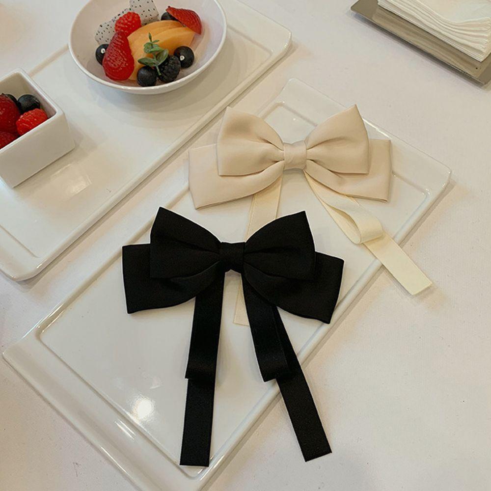 Vintage Bow Satin For Girls Big Korean Barrettes Ponytail Holder Buckle Women Hair Clips Hairpins