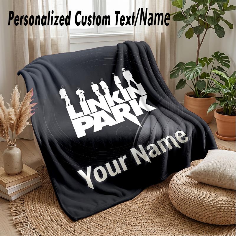 Linkin Park Custom Flannel Throw Blanket Print Your Name Text Soft Warm Blanket Holiday Present