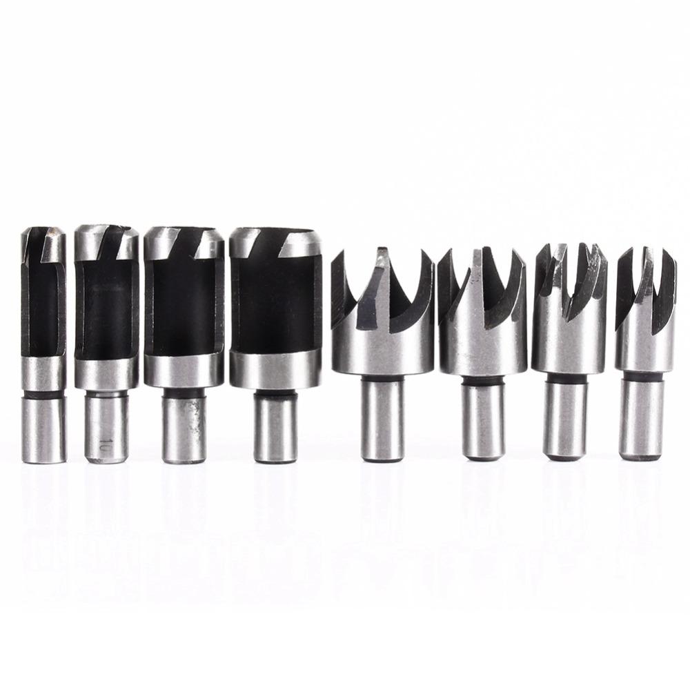 8pcs High Carbon Steel Wood Plug Cutter Straight Woodworking Tool Set HSS Drill Bits Drilling