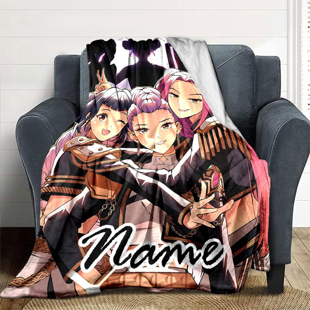 Customizable KPop Demon Hunters12 Throw Blanket – Personalized Name, All-Season Cozy Snug Blanket, Machine Washable, Personalized Blanket