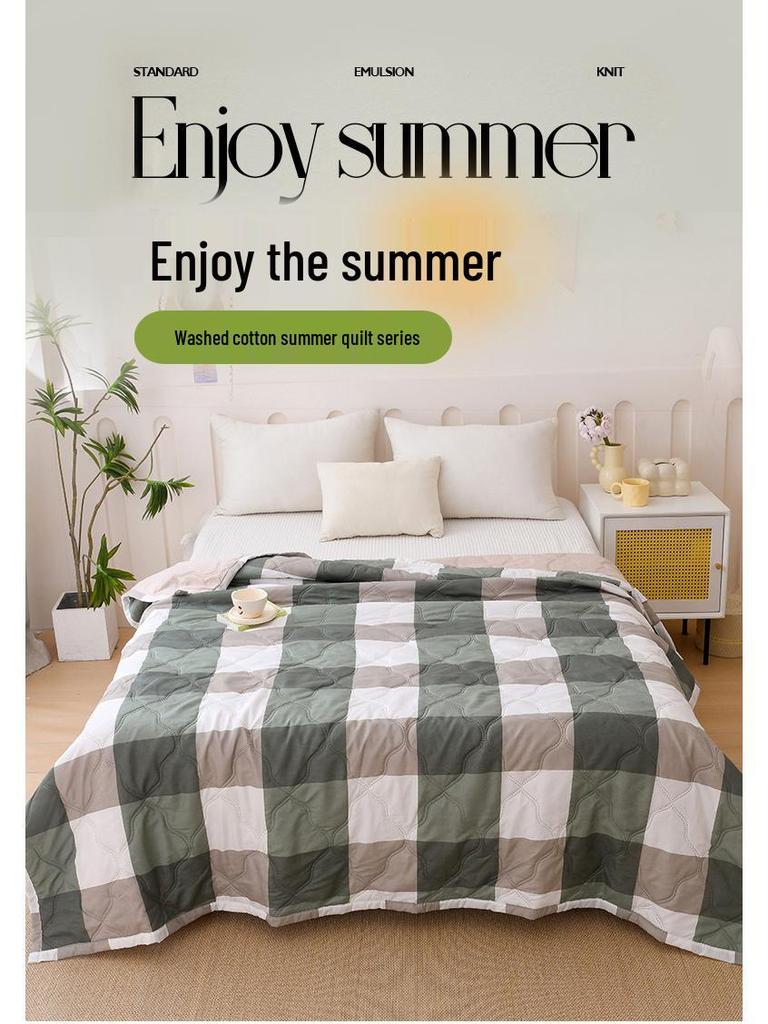 Washed Cotton Summer Quilt - Lightweight, Breathable, Machine Washable