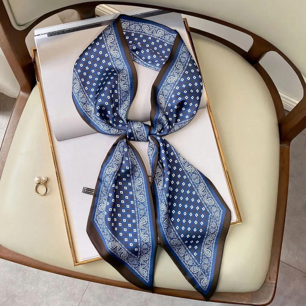 Длинный шелковый шарф-мешок, галстук, женская шея, узкие шарфы, повязка на голову, платок, принт лошади, брендовая женская шейная лента, весна, новинка