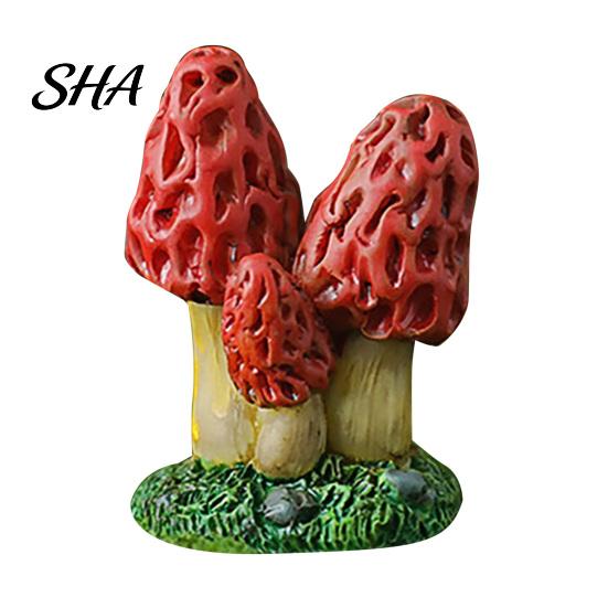 Desktop Ornaments Mini Resin Mushroom Figurine, Miniature Fairy Wild Garden Accessories, Little Ornament Fake Statue for Micro Landscape Plant