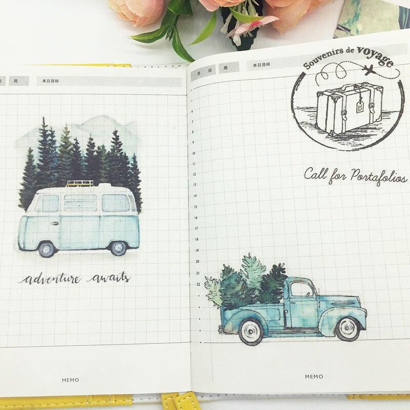 24Pc Tree Bus Plants Travel Stickers Journal Diary Planner Stickers Scrapbooking Decorative Vintage Sticker DIY Craft Photo