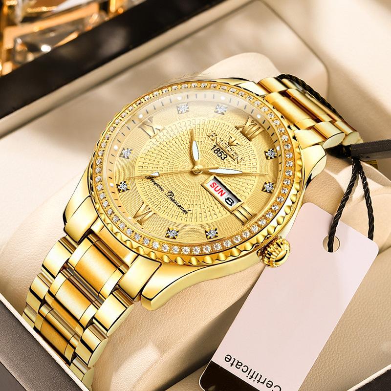 Лучший бренд, мужские часы из нержавеющей стали, светящиеся водонепроницаемые мужские часы, роскошные мужские часы с кристаллами