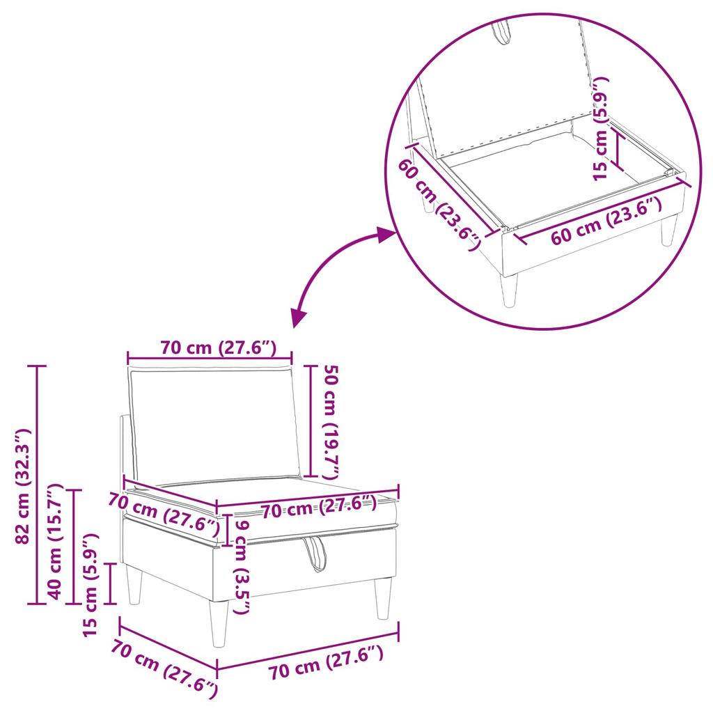 Mid Section Sofa with Storage Space Cream Velvet