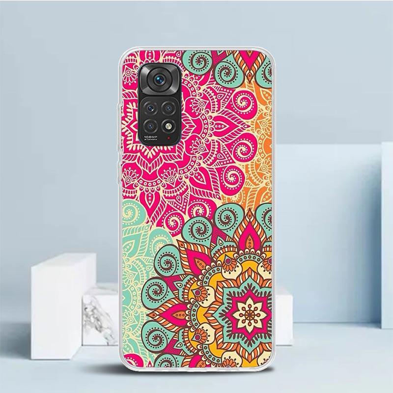 Цветной чехол для телефона с мандалой и тотемом, цветок, для Xiaomi Redmi Note 15 14 14S 13 12S 12 Pro Plus 11S 11 11T 11E 10S 10 + Мягкий ТПУ Задняя панель