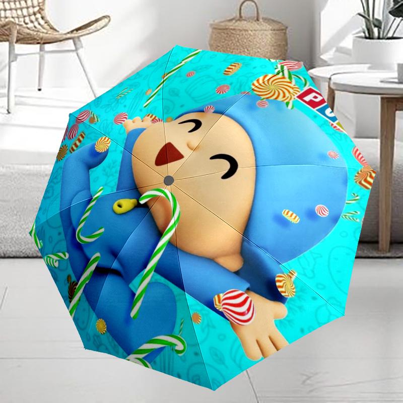 Автоматический зонт в стиле Pocoyo, легкий и портативный, 8 спиц, идеально подходит для путешествий на свежем воздухе, на дни рождения, Рождество, в качестве подарков.