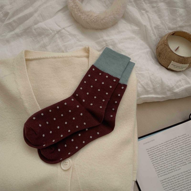 Socks Women Thickened Striped Embroidery Versatile College Stacks Socks Socks Winter