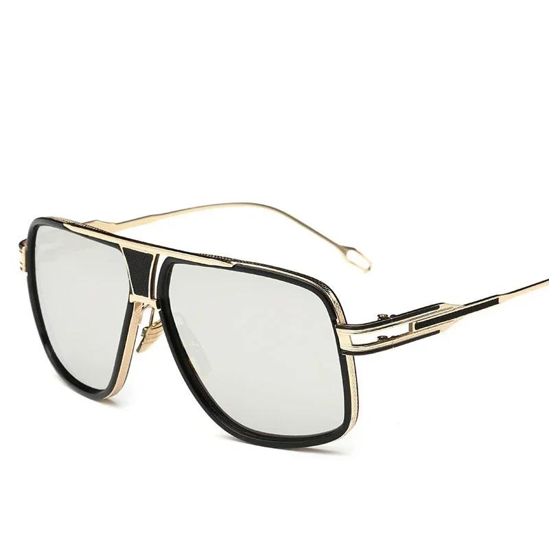 Luxury Men'S Sunglasses With Mirrored Lenses For Women - Retro Vintage Square Designer Shades