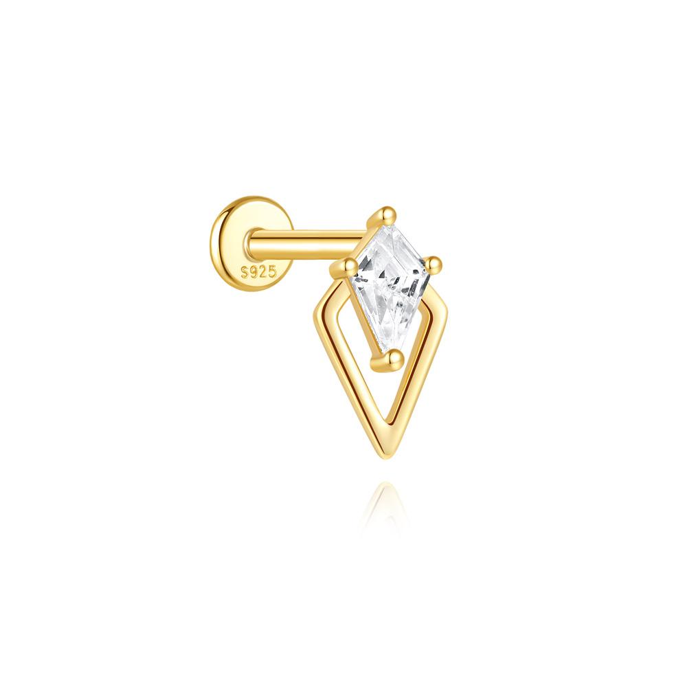 CANNER 1PC 925 Silver Tassel Horse Eye Geometric Zircon Flat Head Thread Piercing Earring For Women Love Earring