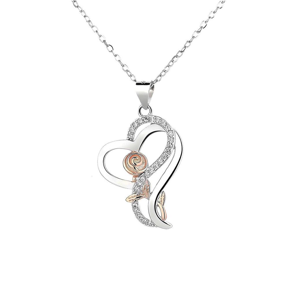 Обернутое сердце двухцветная роза кулон ювелирное изделие простое ожерелье