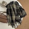 New Winter Korean Fashion All Match Scarf High End Atmosphere Scarf Thickened Plaid Tassel Warm British Scarf