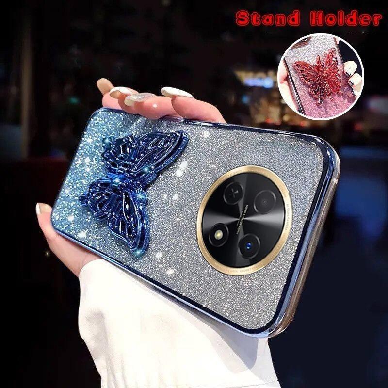 For Huawei Nova 15 Max Case with Cute Butterfly Stand Luxury Slim Gradient Clear Plating Glitter Girls for Huawei Nova15 Max Back Cover