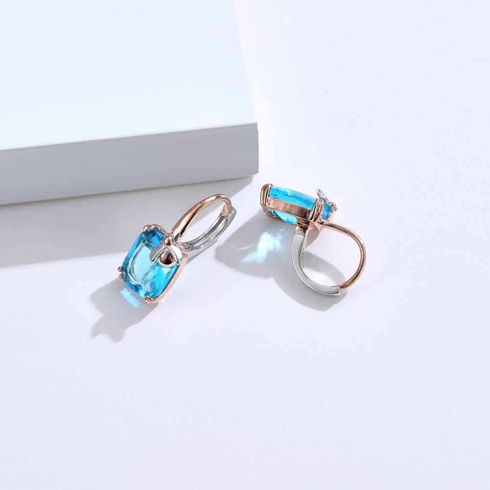 Umcho Copper Ladybug Earrings for Women Inlay Blue Clear Stone Stud Earring Rose Gold Plated Fashion Jewelry for Valentine's Day Gifts