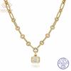 WUIHA Vintage 925 Sterling Silver 2 CT Emerald Cut Real GRA Moissanite Diamonds Pendant Necklace Wedding Engagement Fine Jewelry