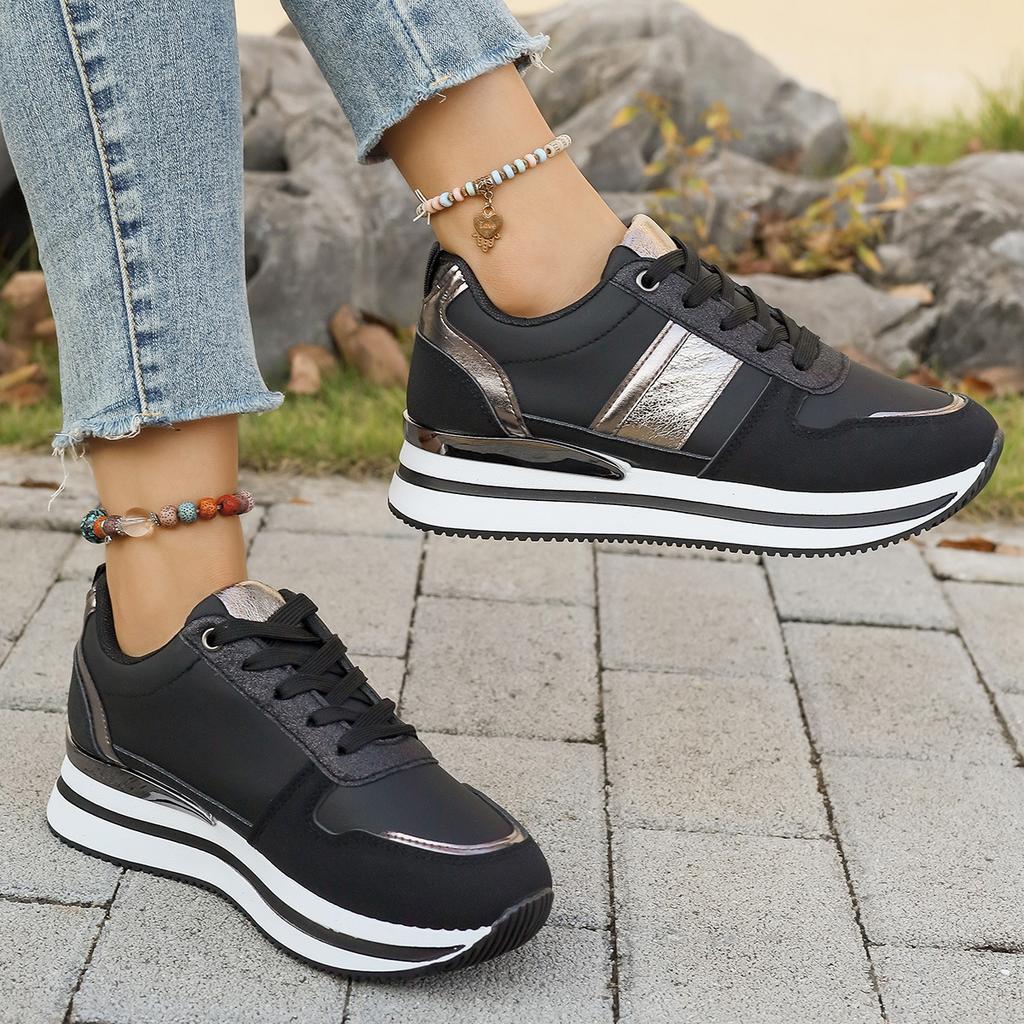 Thick-Soled Fashionable And Versatile Height-Increasing Casual Single Shoes Women'S Comfortable And Breathable Color-Matching Sports Shoes