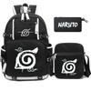 3Pcs/set Anime Naruto Uzumaki Backpack for Teen Boy Girl Back To School Backpack Student Schoolbag Men Women Leisure Travel Bag