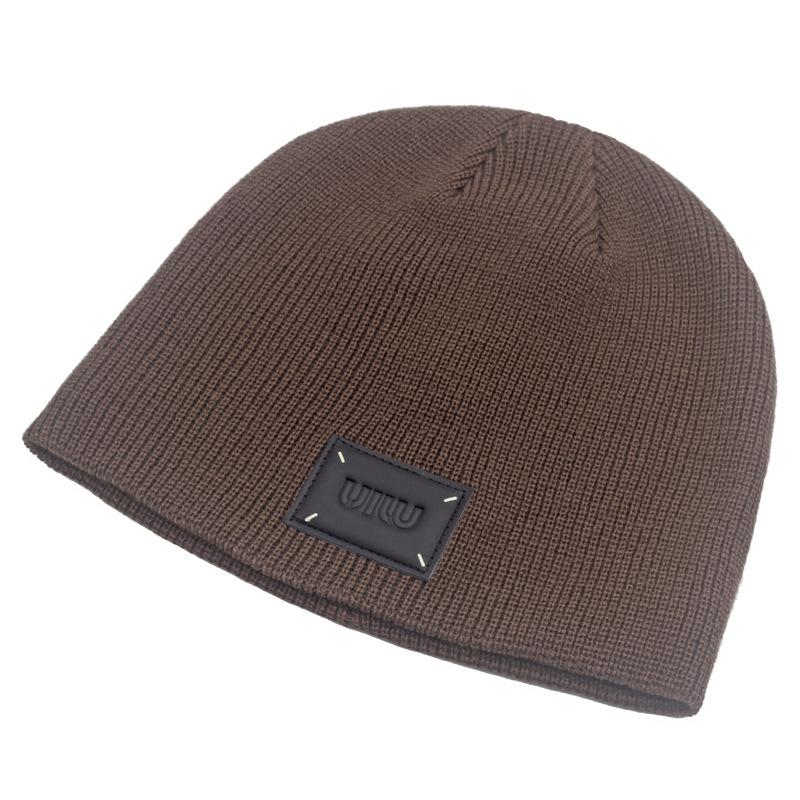 Мужская осенне-зимняя теплая шерстяная шапка, вязаная шапка, однотонная защитная шапка для ушей, шапочки с черепами, шапка с рукавами