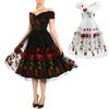 Women's Embroided Prom Dress Rose Flowers Mesh Tulle Off Shoulder Midi Skater Wedding Guest Evening Cocktail Party Special Formal Occasion Oufits