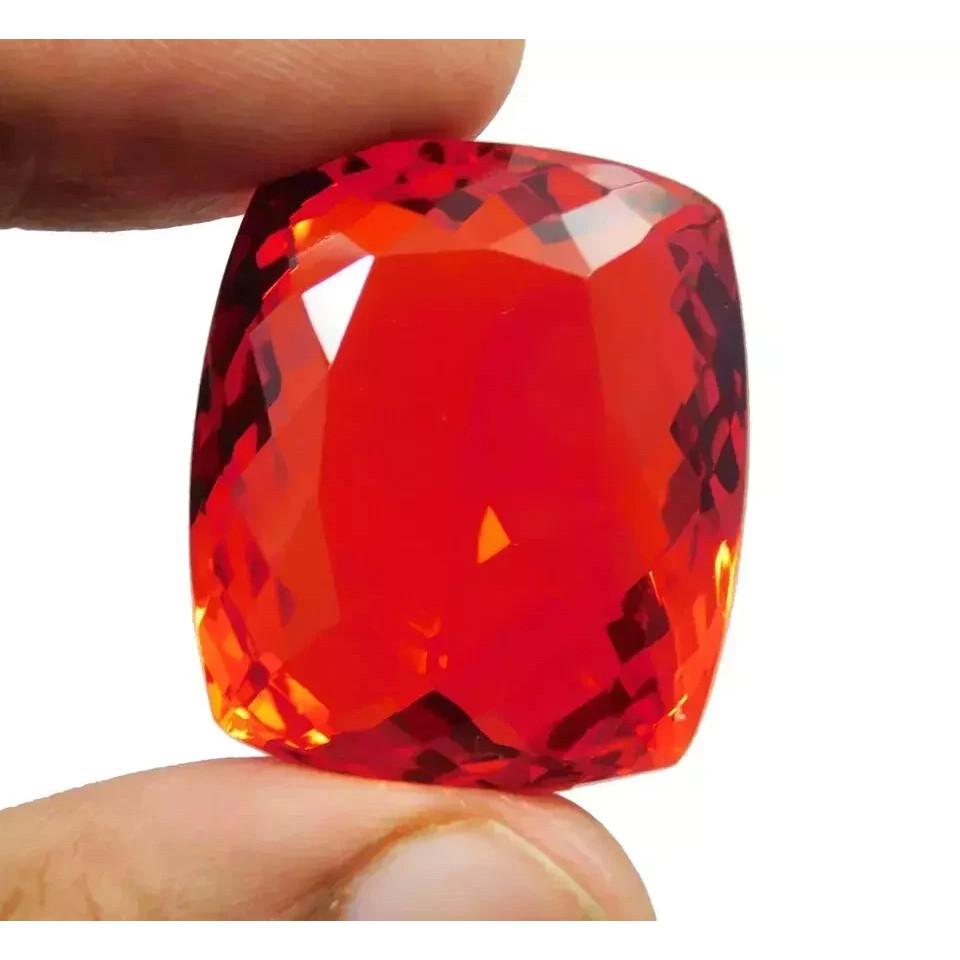 Natural Mexican Fire Opal Red Orange A+ Cushion Cut 128.90 Ct Fabulous Gemstone