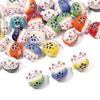 2Pcs Handmade Painted Ceramic Cats Cute Lucky Cats Charms Loose Spacer Beads for DIY Bracelet Necklace Jewelry Making Accessories