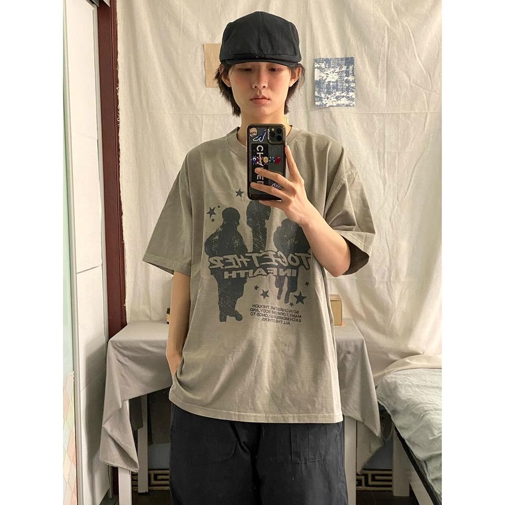 Летняя новая мужская модная трендовая футболка, универсальная, с круглым вырезом, повседневная, с коротким рукавом и принтом в виде буквы