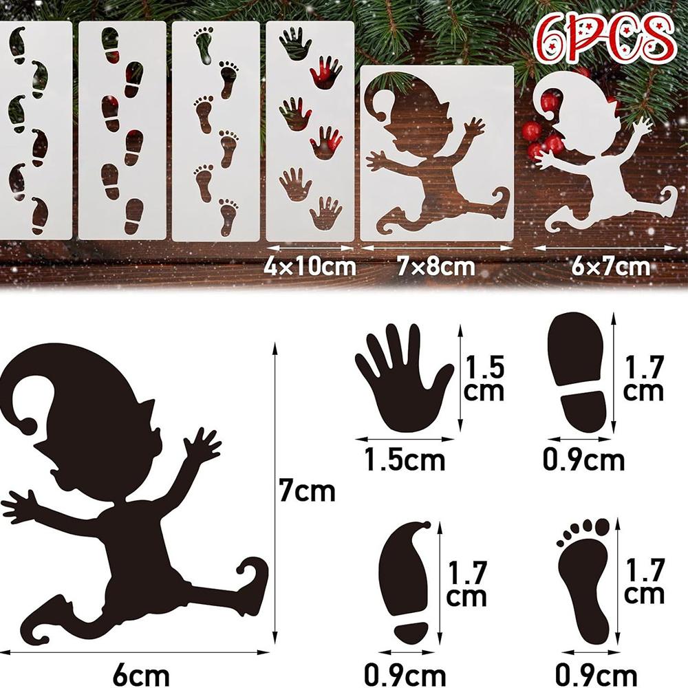 6 шт. трафаретов гномов, рождественские декоративные аксессуары для стен, полов, окон