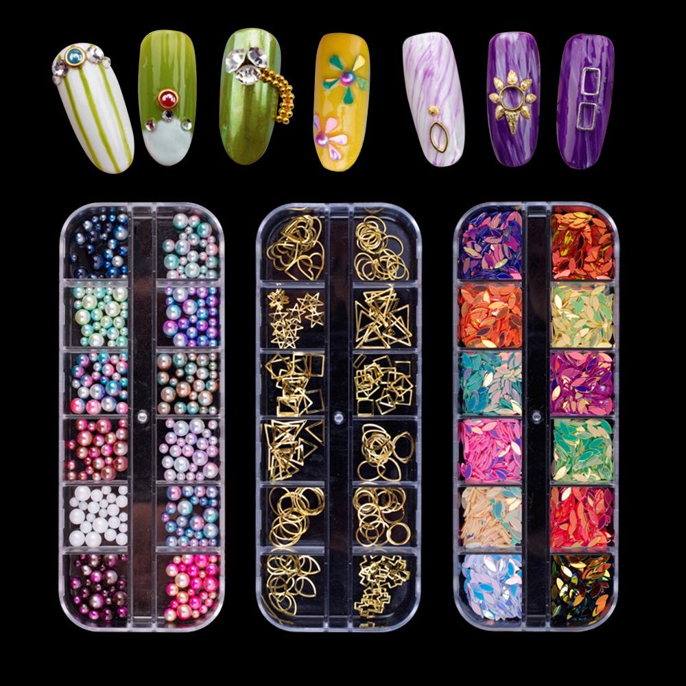 Nail Crystal Rhinestones Palette DIY Nail Sequins Mermaid Beads Nail Art Decorations Seashell Tips