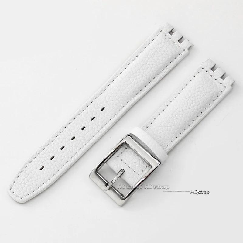 Ремешок для часов Swatch 17 мм из натуральной коровьей кожи Браслет Мужской Женский Водонепроницаемый Спортивный Запасной Ремешок Аксессуары